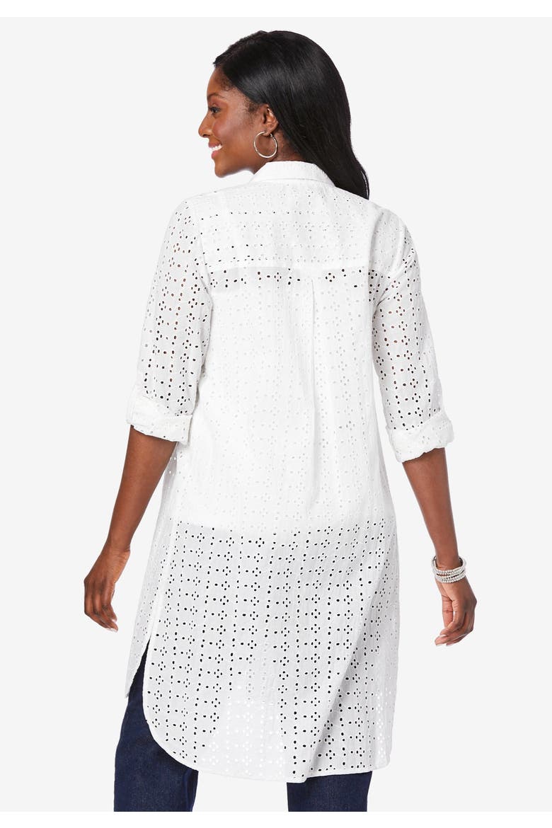 Eyelet Mega Tunic, Alternate, color, WHITE