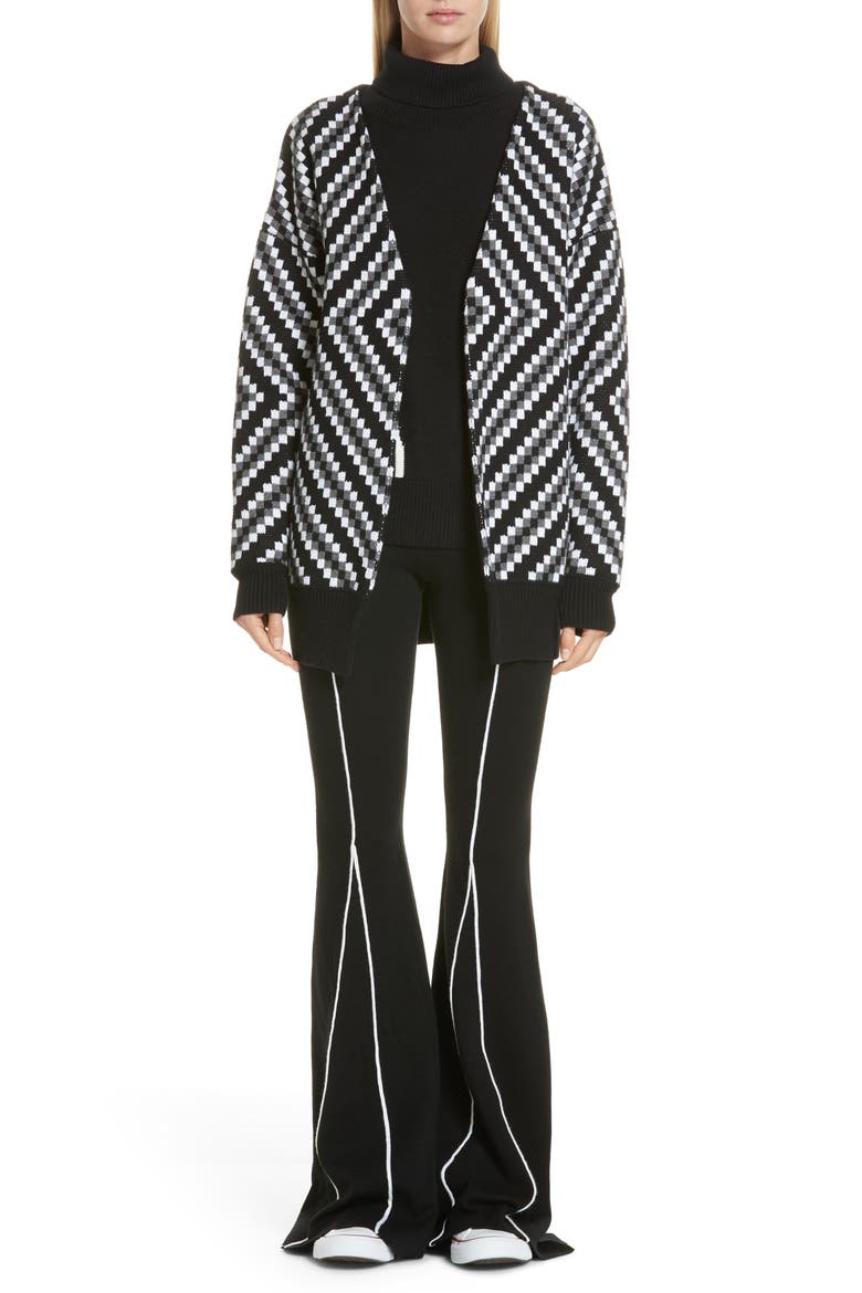 Knitted Flare Wool Pants, Main, color, BLACK