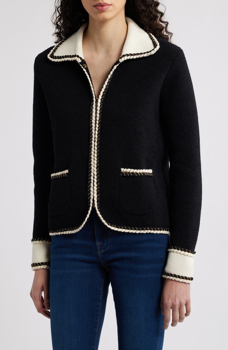 Elie Tahari The Chantria Braided Cardigan Jacket, Alternate, color,