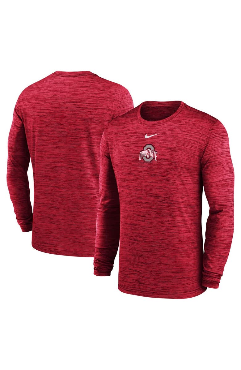 Nike Men's Nike Scarlet Ohio State Buckeyes 2025 Sideline Velocity Performance Long Sleeve T-Shirt, Main, color, 