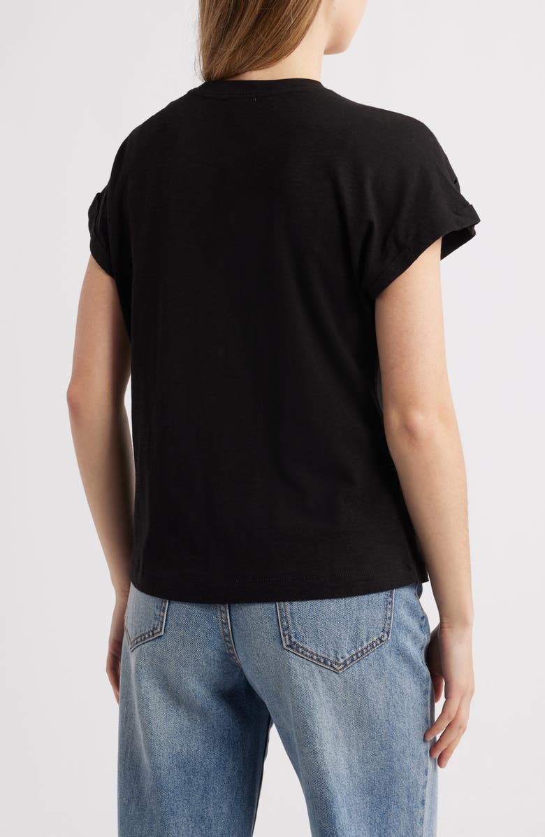Wit & Wisdom Embroidered Eyelet Cap Sleeve T-Shirt, Alternate, color, Black