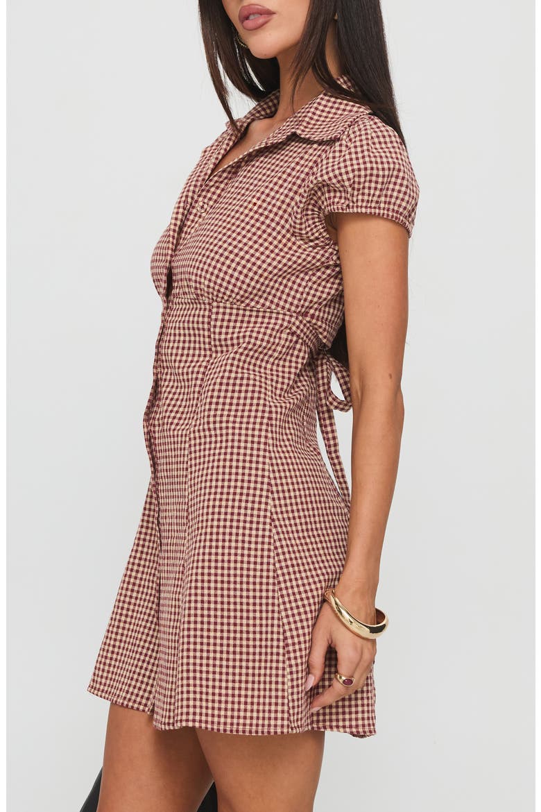 Kavira Gingham Cotton Mini Shirtdress, Alternate, color, RED GINGHAM