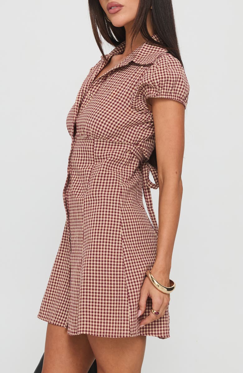 Princess Polly Kavira Gingham Cotton Mini Shirtdress, Alternate, color, Red Gingham