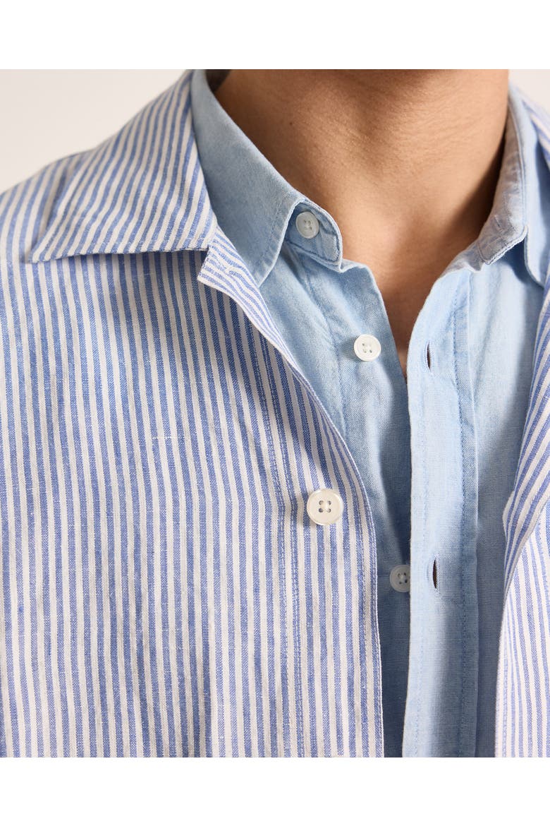Soren Relaxed Fit Hemp Stripe Overshirt, Alternate, color, Bergamo Blue Stripe