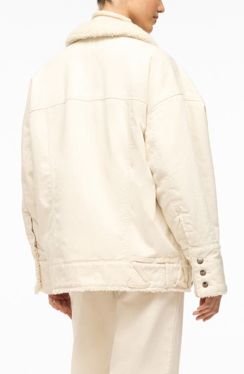 STAUD STAUD + WRANGLER FAUX SHEARLING & DENIM TRUCKER JACKET