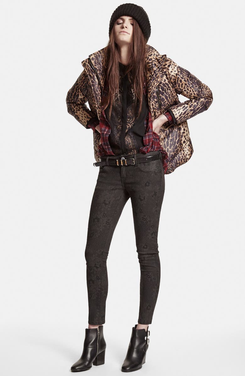 The Kooples Leopard Print Puffer Jacket, Alternate, color, 