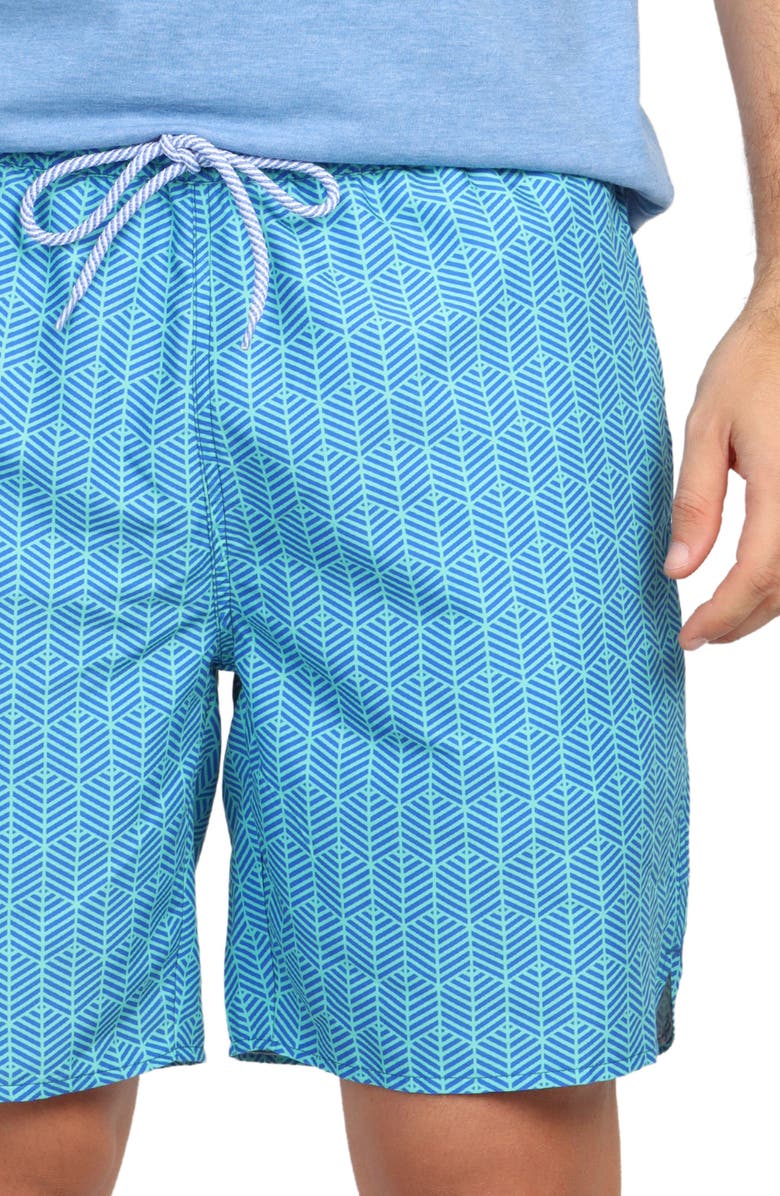TailorByrd Abstract Geo Swim Shorts, Alternate, color, Aqua