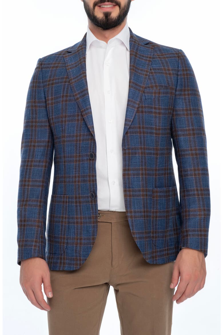 Plaid Sport Coat, Main, color, NAVY BLUE