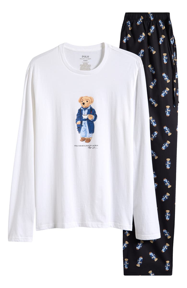 Polo Ralph Lauren Long Pajamas, Alternate, color, White/ Black