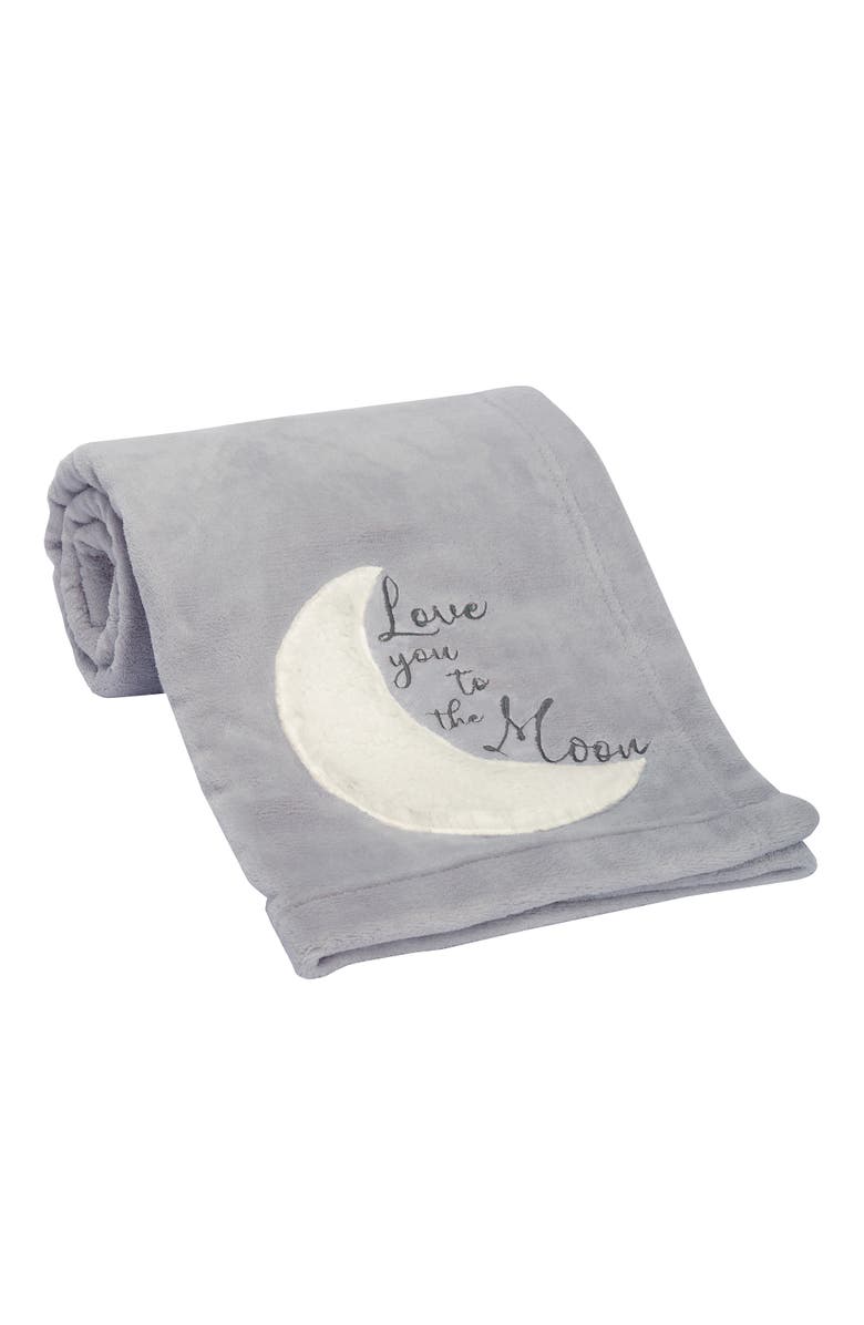 Lambs & Ivy Goodnight Moon Appliqued and Embroidered Fleece Baby Blanket, Alternate, color, Gray