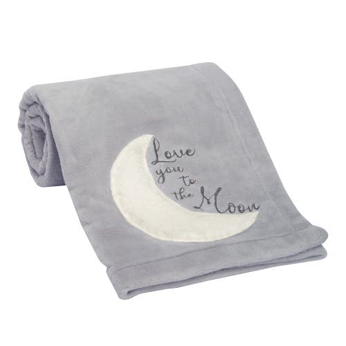Lambs & Ivy Goodnight Moon Appliqued And Embroidered Fleece Baby Blanket In Gray