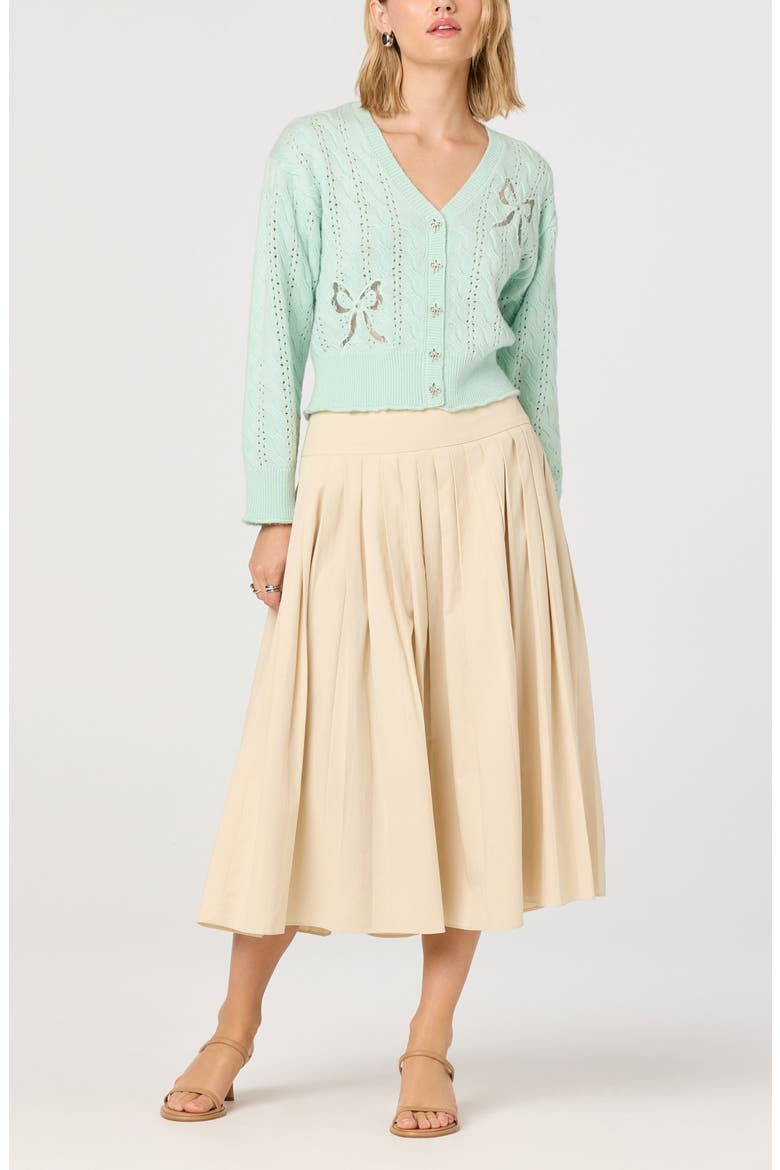 Aubrianna Pleated Drop Waist Midi Skirt, Alternate, color, LIGHT KHAKI