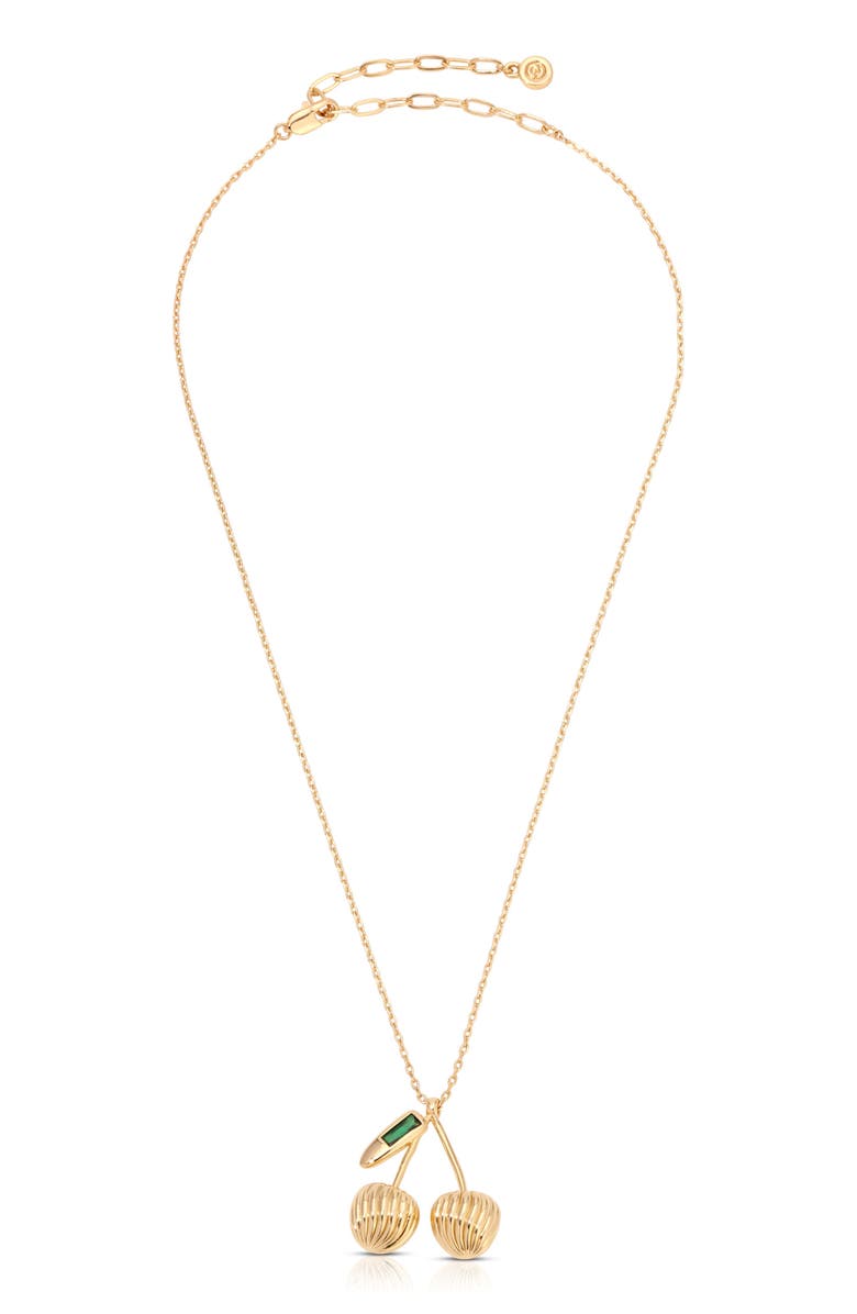 Ettika Sweet Cherry Pendant Necklace, Alternate, color, Green