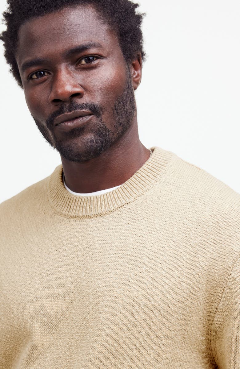 Madewell Textured Cotton Crewneck Sweater, Alternate, color, Faded Khaki