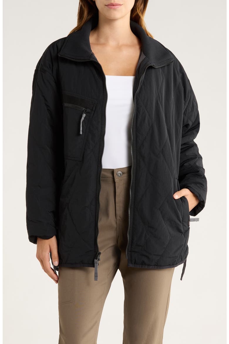 Encinitas Water Repellent Quilted Field Coat, Main, color, BLACK