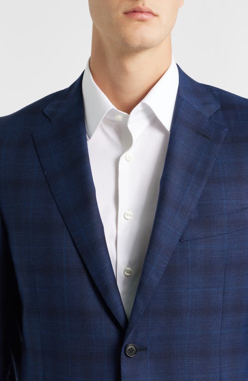 Canali Siena Regular Fit Navy Ombré Check Super 130s Wool Sport Coat In Blue