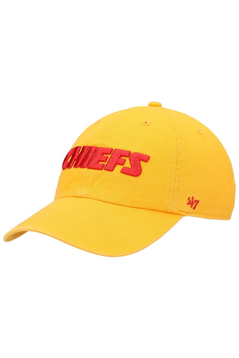 Men's '47 Gold Kansas City Chiefs Clean Up Script Adjustable Hat, Main, color, Gold