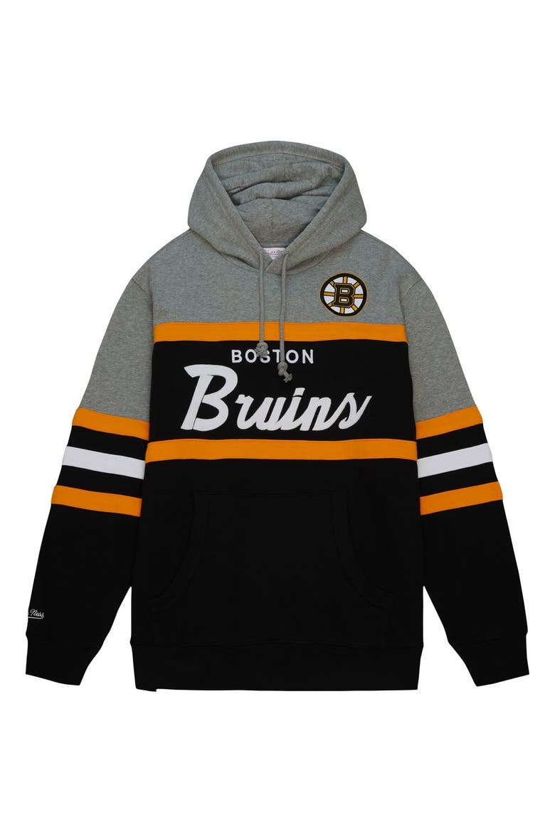 Men's Mitchell & Ness Black/Gray Boston Bruins Head Coach Pullover Hoodie, Alternate, color, Black