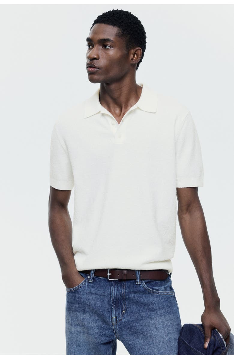 H&M Regular Fit Knitted Polo Shirt, Alternate, color, Cream