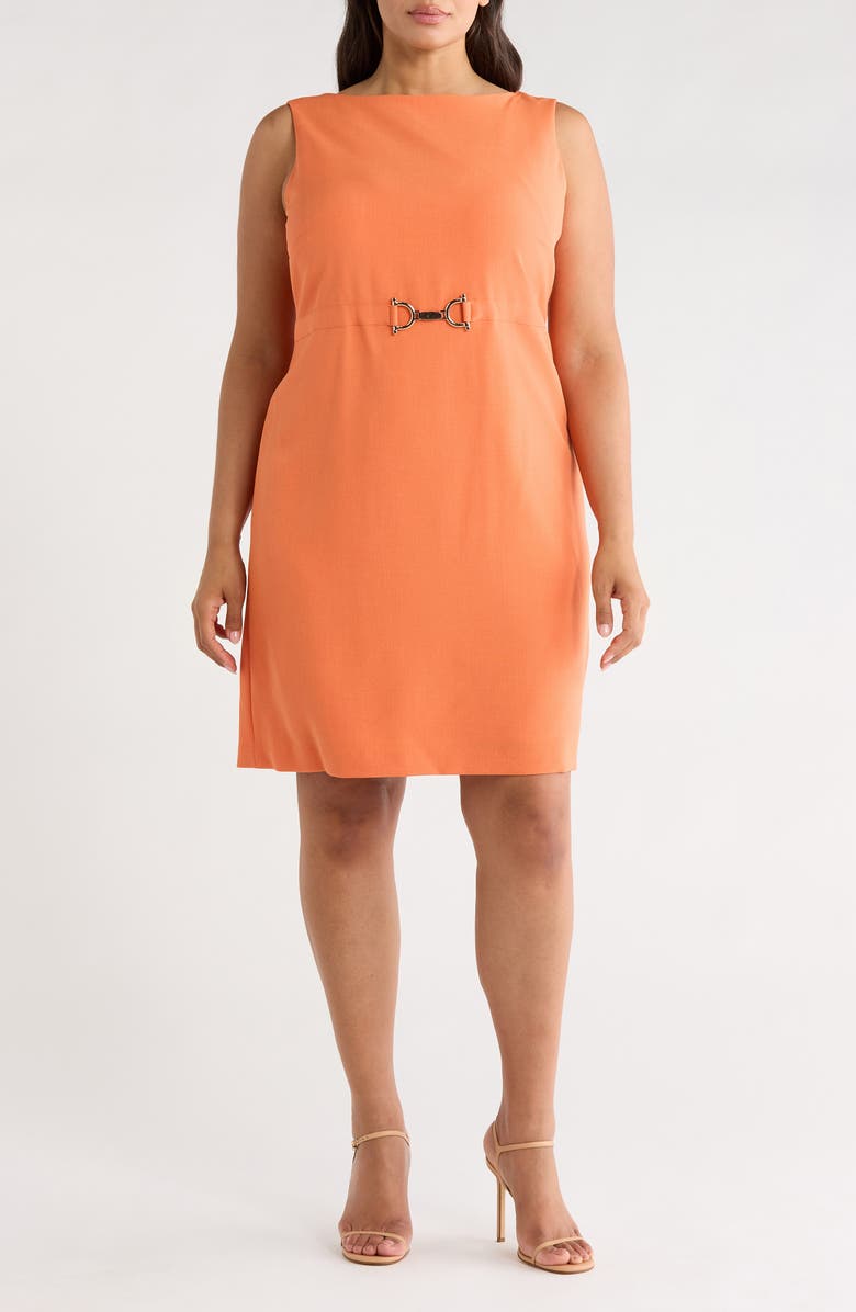 KASPER Buckle Belted Sheath Dress, Main, color, Mandarin