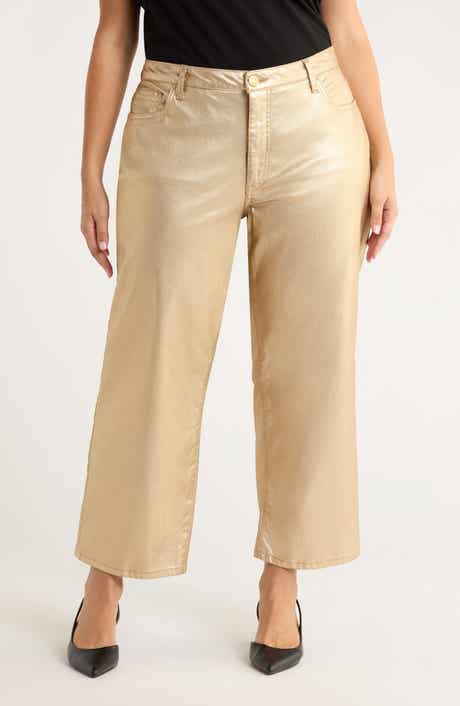 KUT from the Kloth Coated High Waist Wide Leg Ankle Jeans