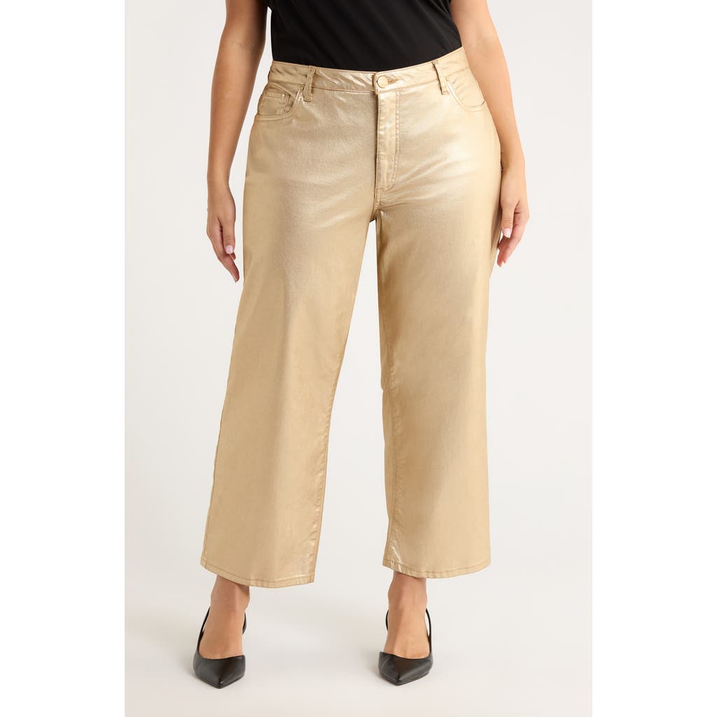 Kut From The Kloth Coated High Waist Wide Leg Ankle Jeans In Brown