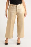 KUT from the Kloth Coated High Waist Wide Leg Ankle Jeans
