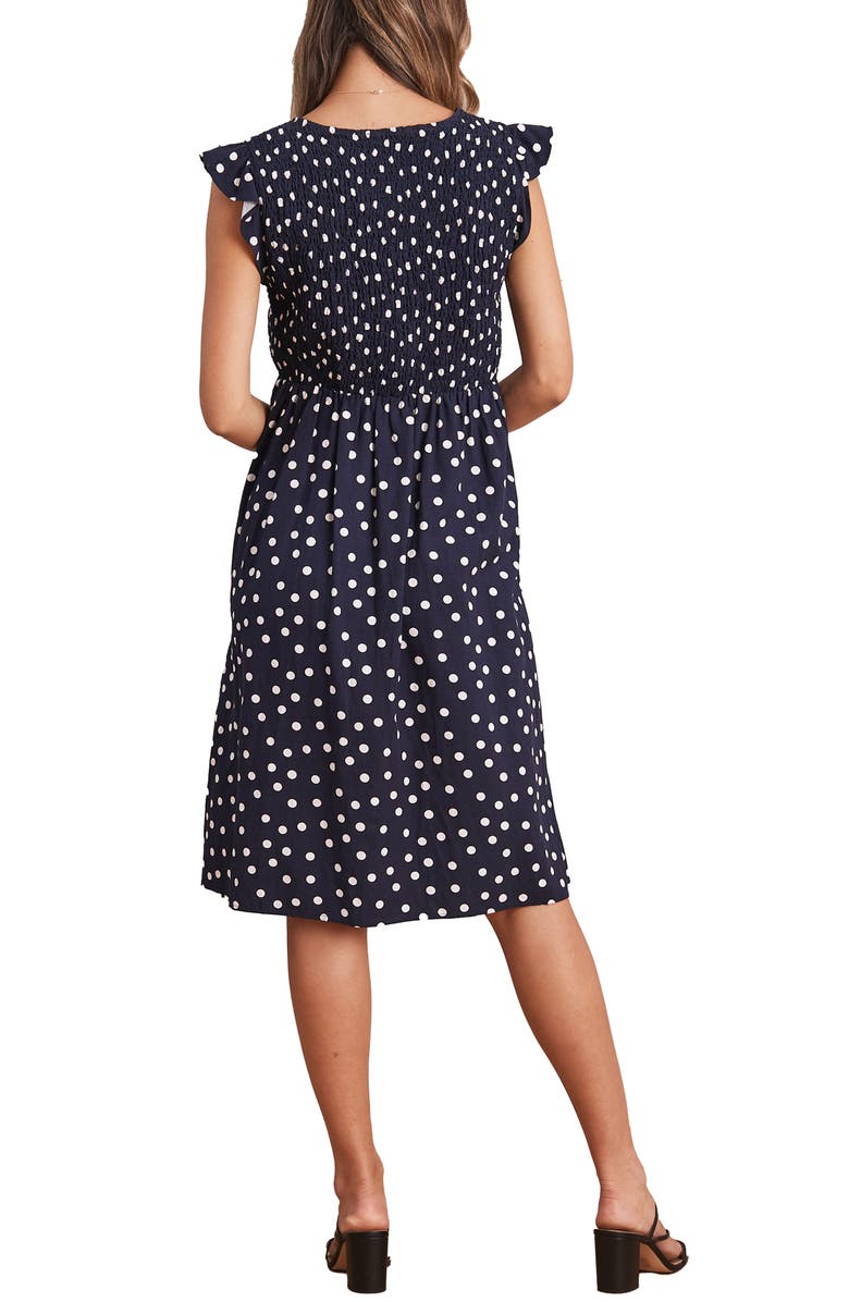 Angel Maternity Polka Dot Linen Blend Maternity Dress, Alternate, color,