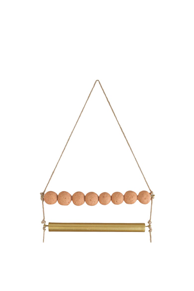Beaded Ladder Wall Hanging Terracotta Metal & Jute, Alternate, color, Orange