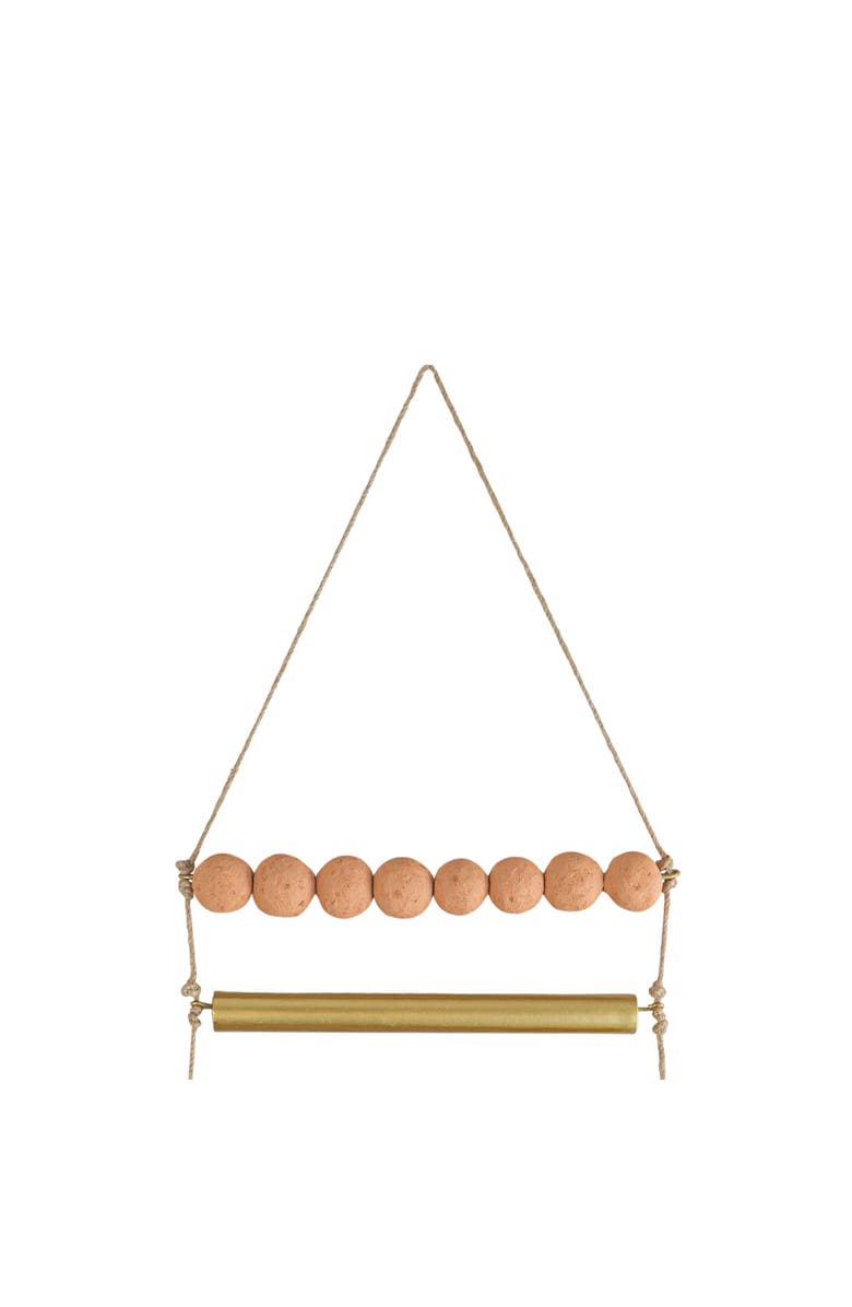 Foreside Home and Garden Beaded Ladder Wall Hanging Terracotta Metal & Jute, Alternate, color, Orange
