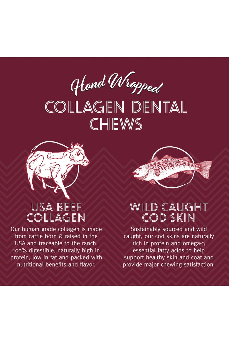 Collagen Dental Chew Beef & Cod Skin - 18 Pack - 8" Dog Treat Stick, Alternate, color, Multicolored