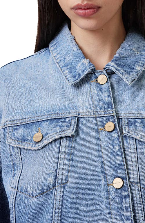 Allsaints Aki Crossover Denim Jacket In Light Indigo