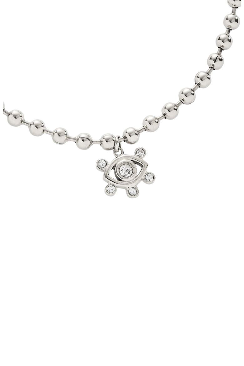 Evil Eye Ball Chain Bracelet, Alternate, color, Silver