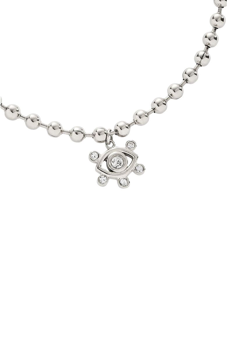 Alex and Ani Evil Eye Ball Chain Bracelet, Alternate, color, Silver
