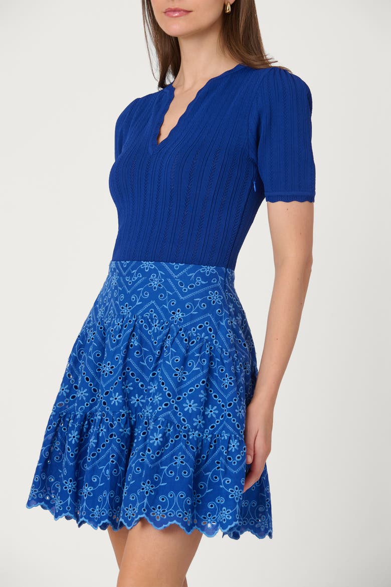 Eyelet Knit Combo Fallon Dress, Alternate, color, Blue