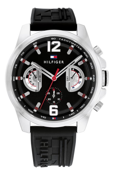 Tucker Chronograph Silicone Strap Watch, 46mm