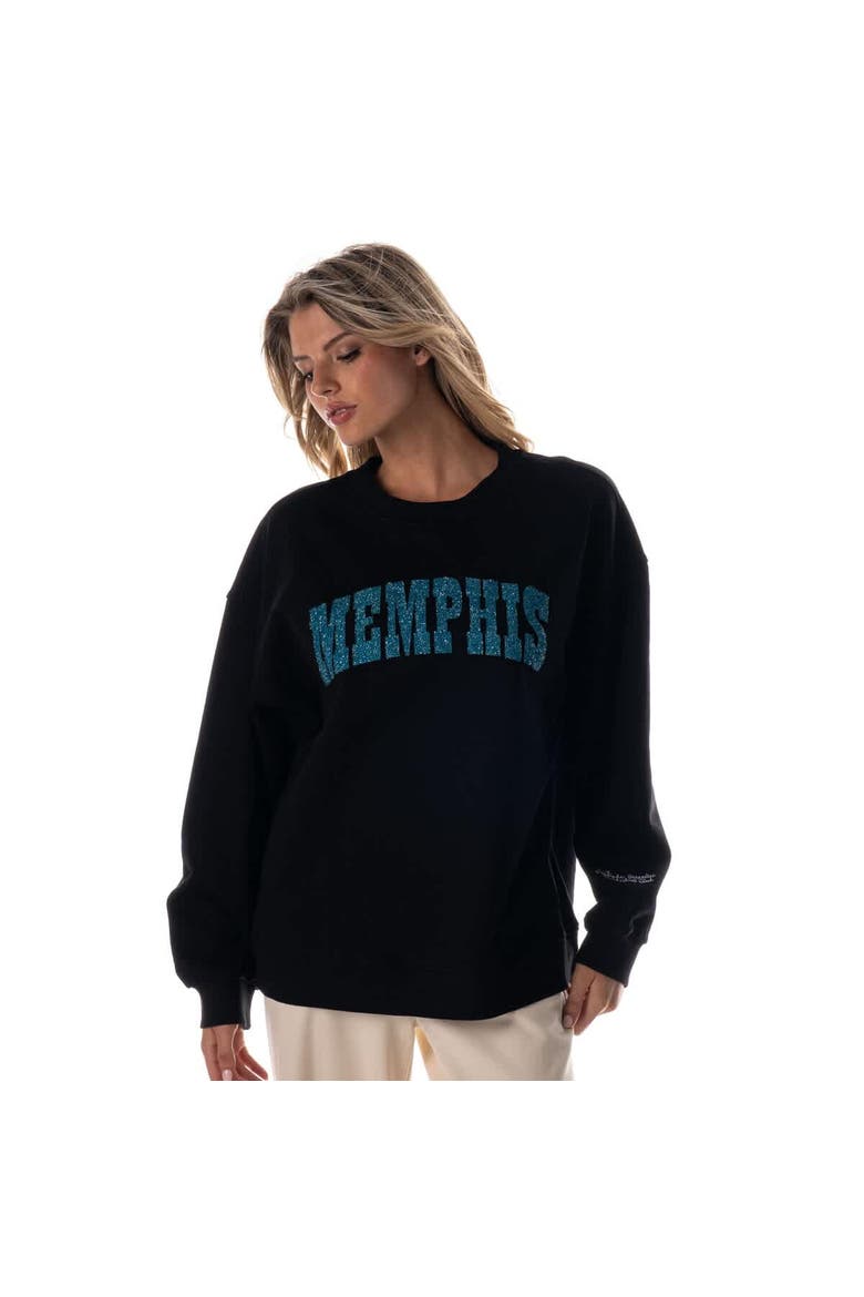Women's The Wild Collective  Black Memphis Grizzlies Rock Crystal Oversized Sweatshirt, Main, color, Black