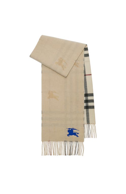 Burberry Reversible Ekd Check Cashmere Scarf In Neutral