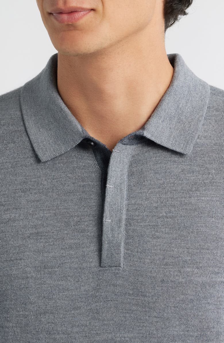 Robert Barakett Thomas Merino Wool Long Sleeve Polo, Alternate, color, Light Grey