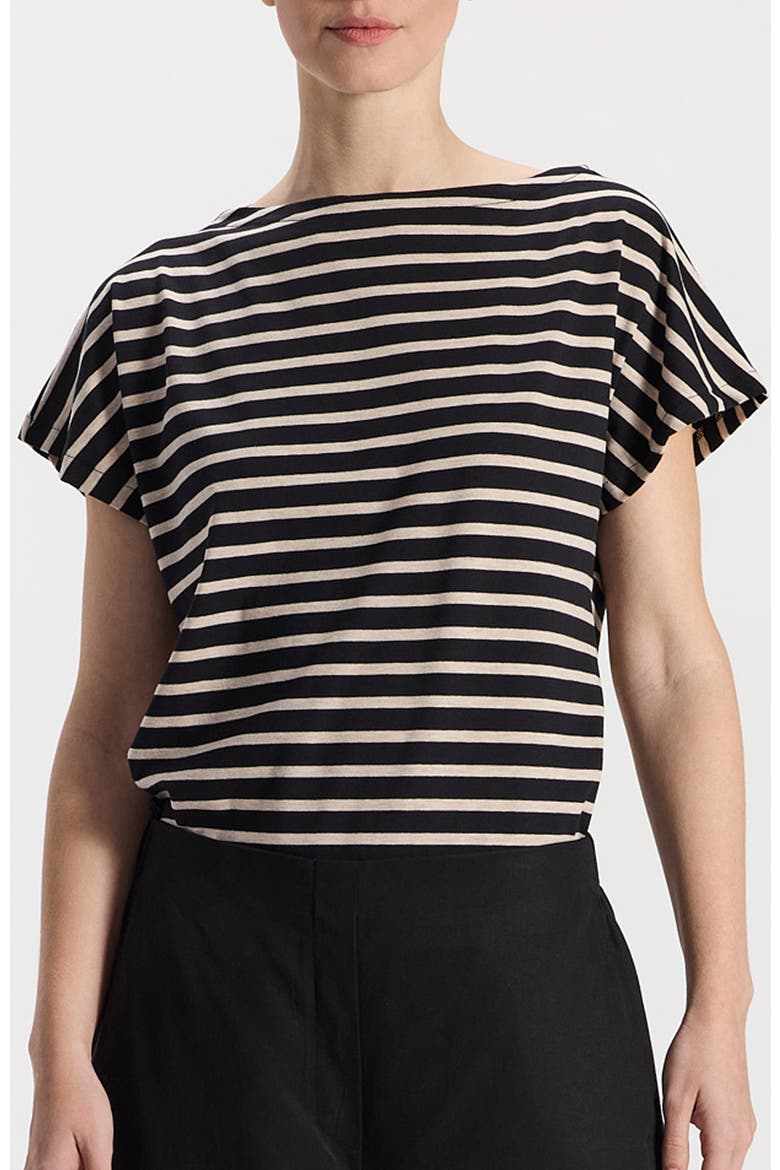 Hanit Striped Short-Sleeved Boat Neck Top, Alternate, color, Black-Cream Stripes
