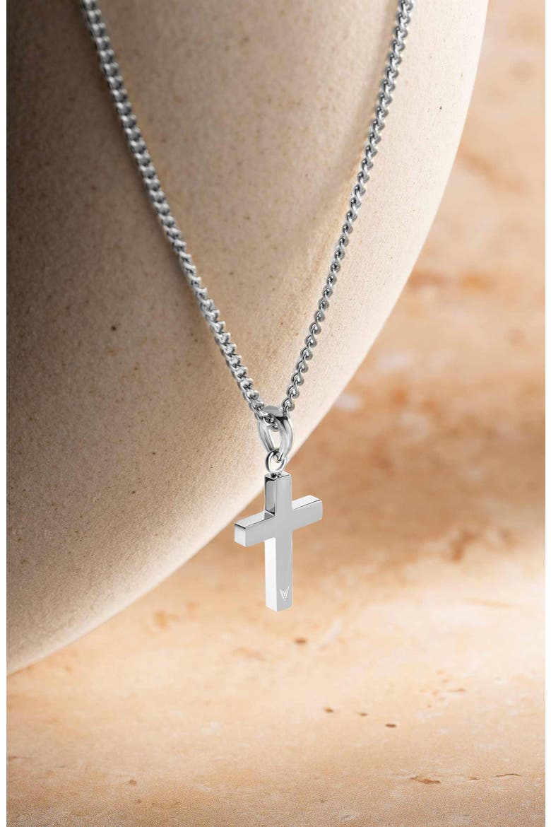 Sterling Silver Cross Pendant Necklace, Alternate, color, SILVER
