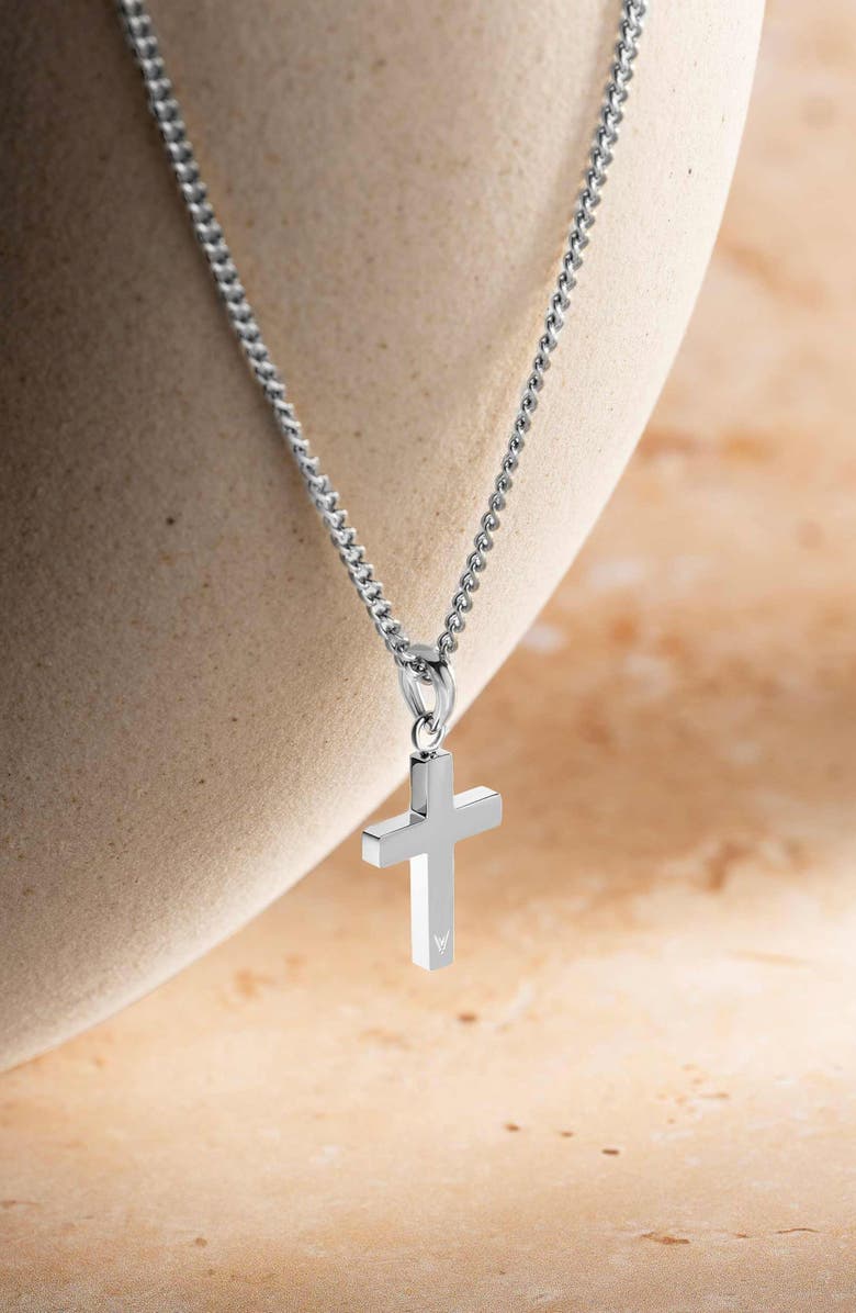 Vincero Sterling Silver Cross Pendant Necklace, Alternate, color, Silver