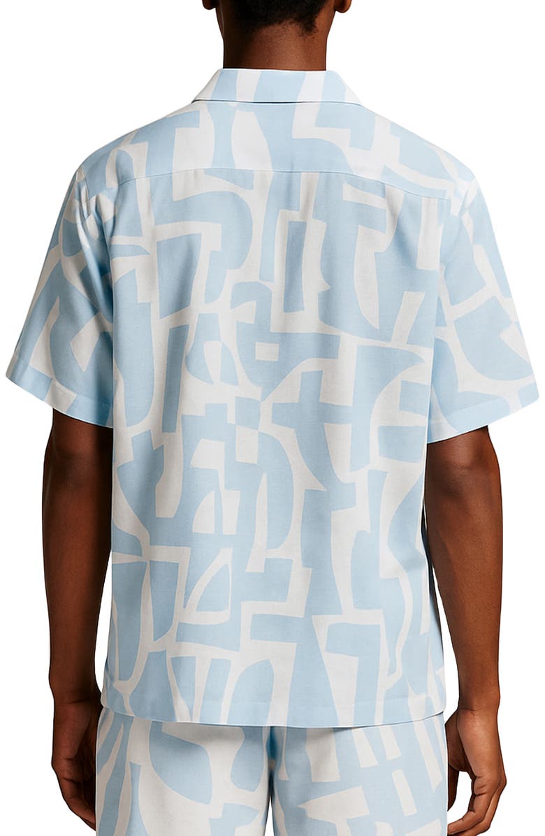 D.RT Short Sleeve Geo Camp Shirt, Alternate, color, White/ Light Blue