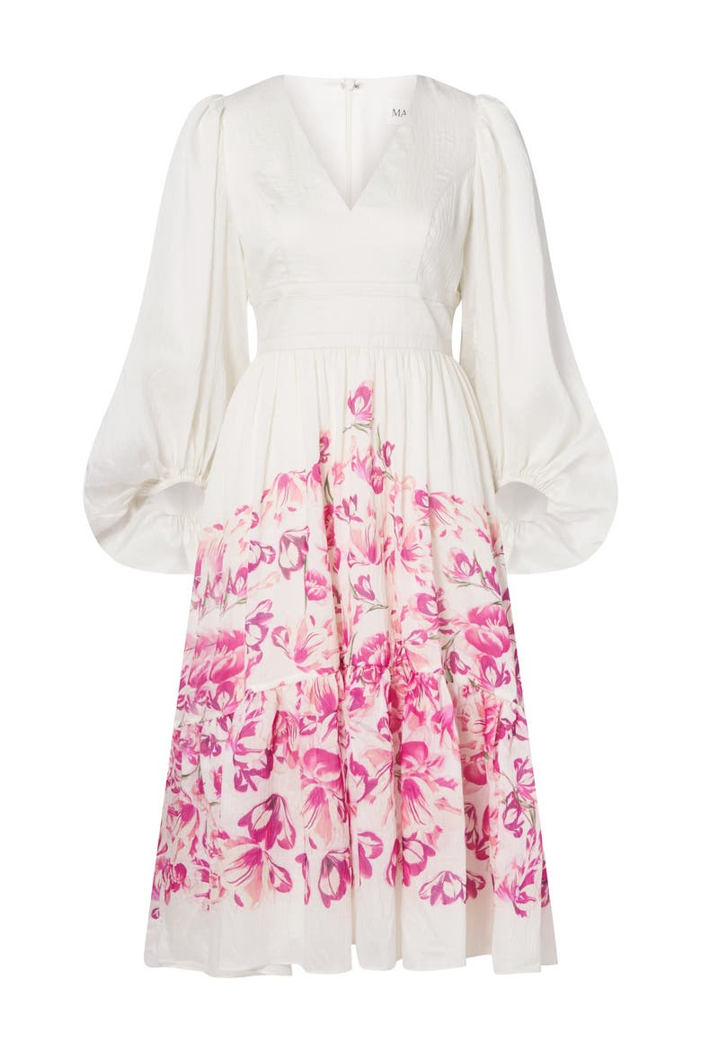 Sasia Deep V-Neck Midi Dress, Alternate, color, Tulip Pink
