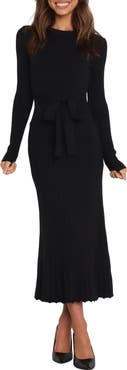 Petal & Pup Rhianna Belted Long Sleeve Rib Sweater Dress