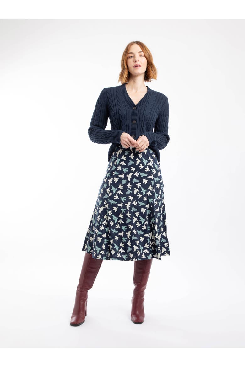 Romaro Printed Jersey Midi Skirt, Alternate, color, Midnight