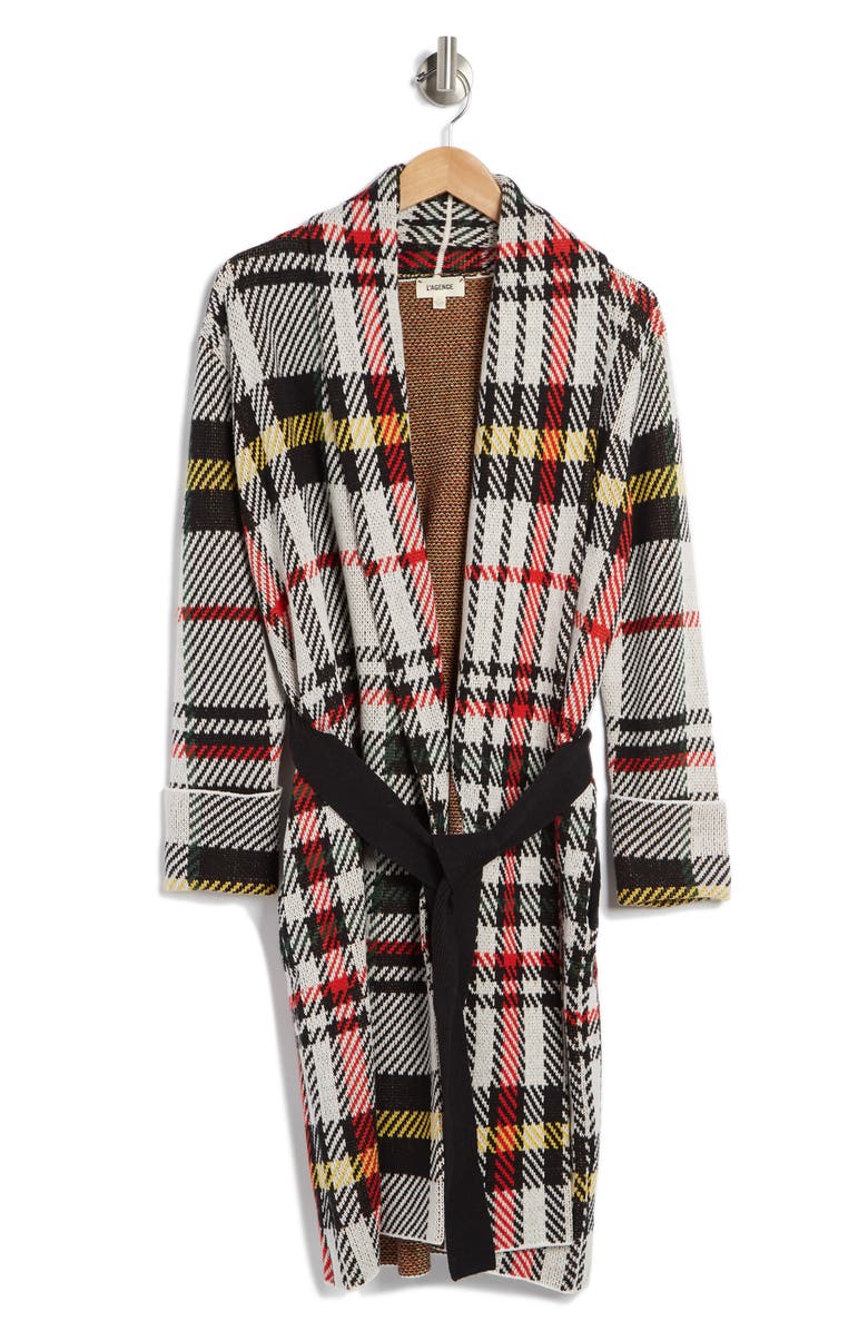 L'AGENCE Birdie Oversize Plaid Sweater Coat, Alternate, color, 