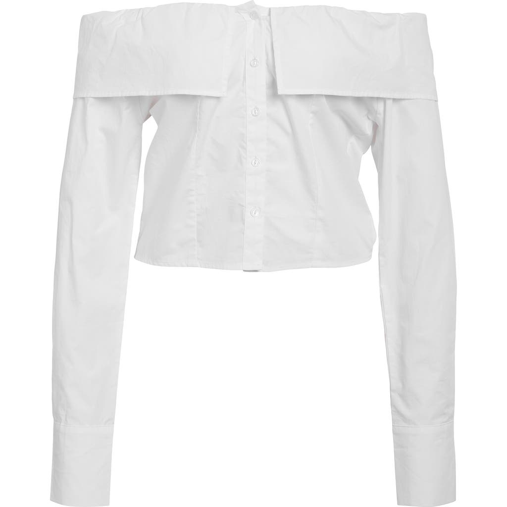 Shop Noisy May Pipi Off The Shoulder Shirt In Bright White