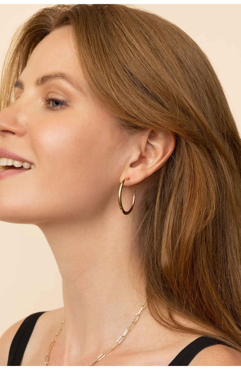 Oradina 14K Yellow Gold The Archie Hoops, Alternate, color, Yellow Gold