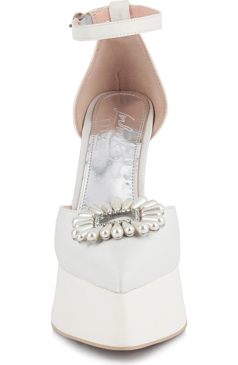LONDON RAG Maeissa Pearly Brooch Ankle Strap Platform Pump, Alternate, color, White